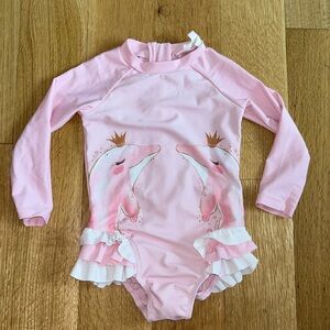 David Jones pink dolphin long sleeve swimsuit